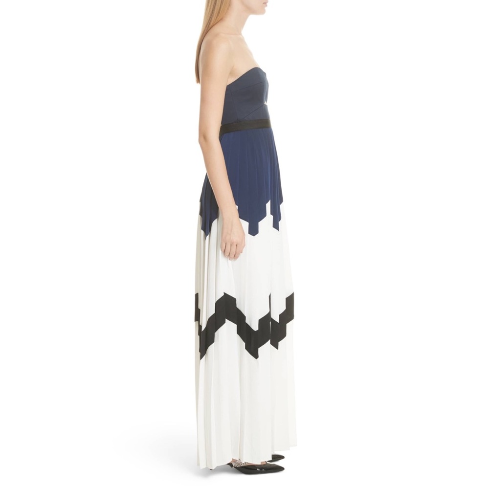 SELF PORTRAIT Bandeau Strapless Pleated High-Slit Maxi Dress Gown 8US = 12UK NEW - Picture 7 of 8